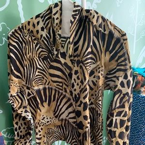 Double vested Escada animal print blouse